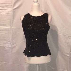 Black tank top with brown sequins